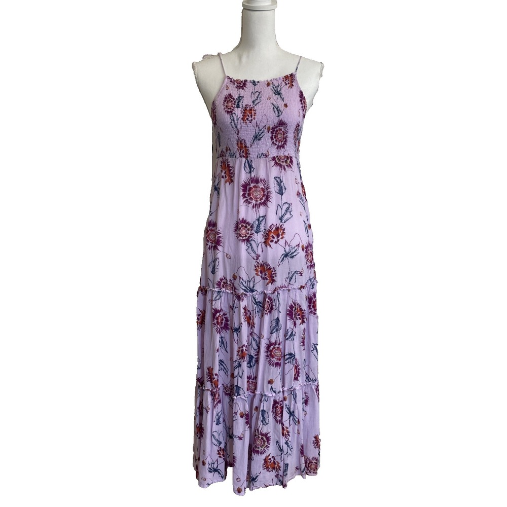 Free People Intimately Maxi‎ Dress size Small Lavender Floral Garden Party Boho